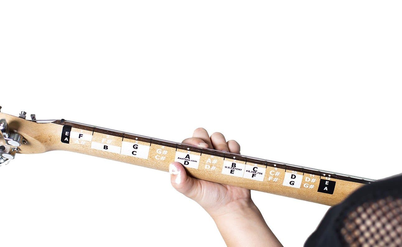 Learn Guitar Fretboard Note Decals - 22.5 - 22.75" Scale - (2 Pack) (Sparkly White)