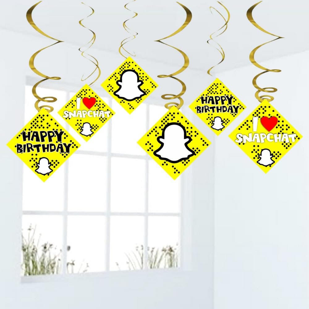 Snapchat Ceiling Swirl Decorations Birthday Cutout Festive Party Supplies Decorations Event Party (Pack of 6 Swirls and Cutouts) Multicolor