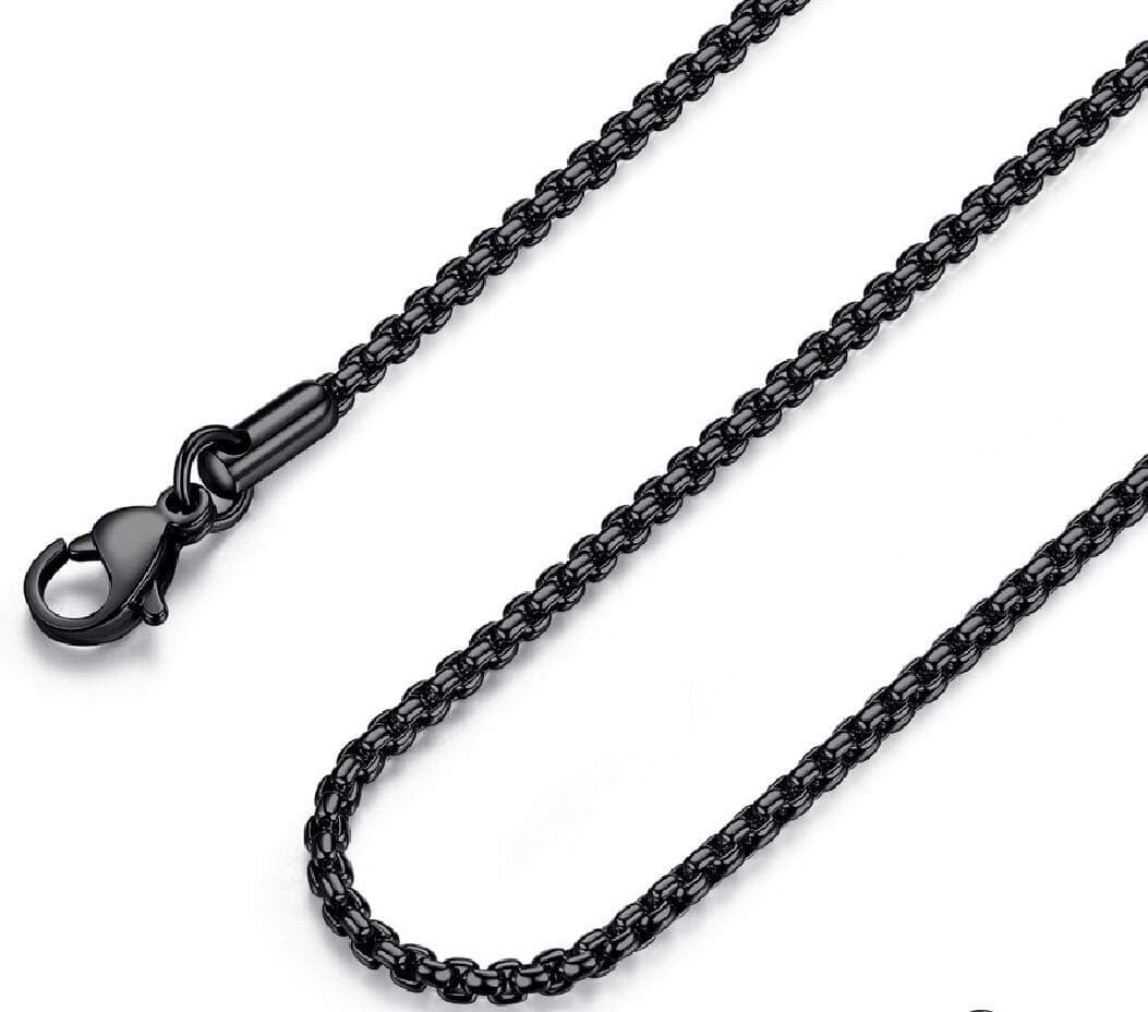 FOSIRMens Womens Stainless Steel Black Rolo Cable Chain Necklace, Wide 2/3/4/5mm