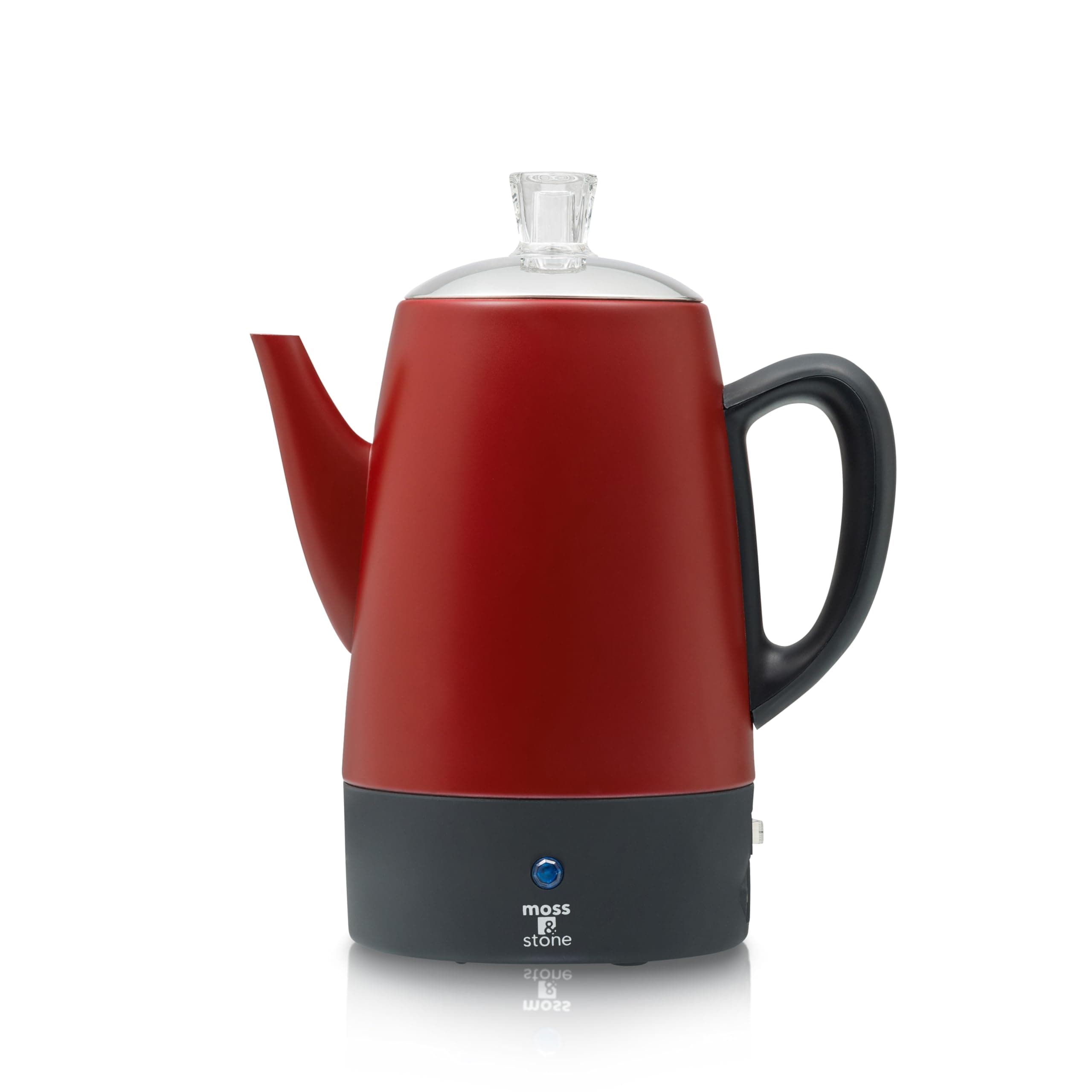 - Moss & Stone Electric Coffee Percolator – Red Body Coffee Maker with Stainless Steel Lid, Percolator Electric Pot, Fast Boil 10 Cup Red Camping Coffee Pot