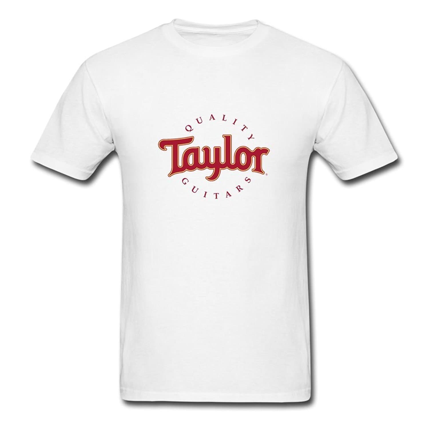 Tiovcoo Mens Fashion Taylor Quality Guitars T-Shirts White