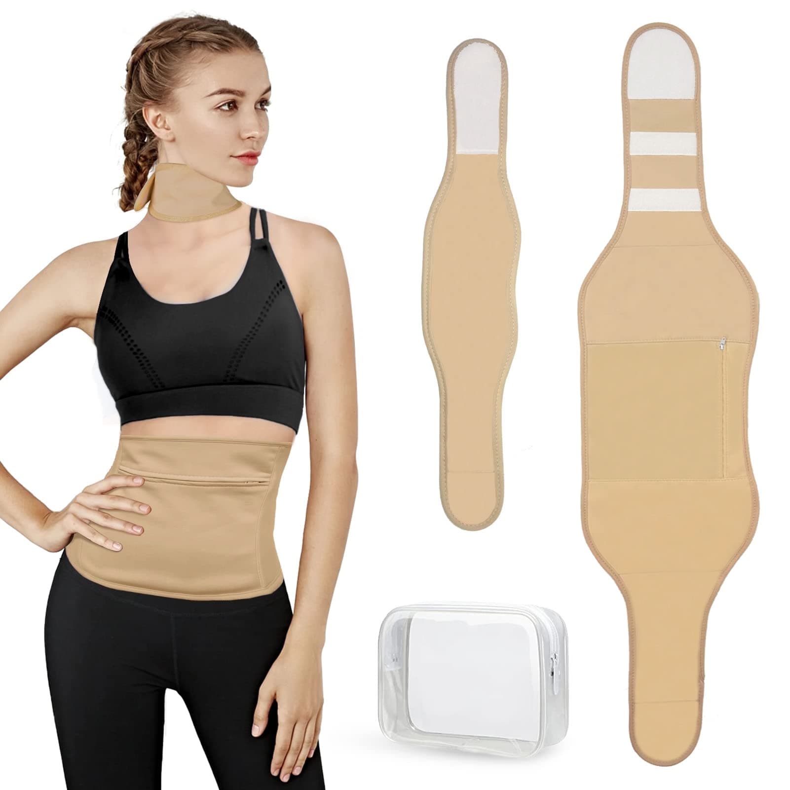 Organic Castor Oil Pack Wrap Kit for Liver Detox, Reusable Wool Flannel Castor Oil Pack for Thyroid Neck and Stomach