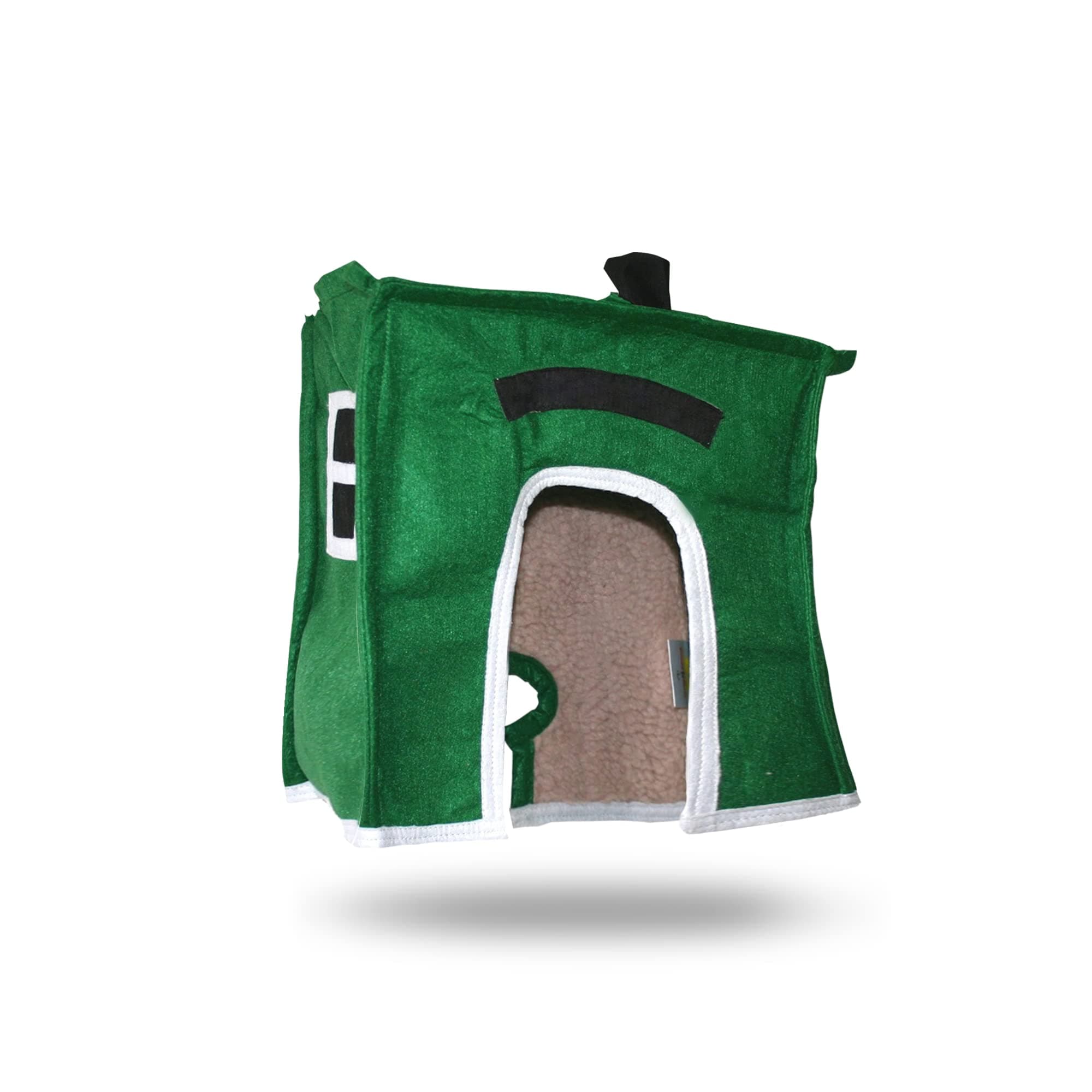 Crazy K Farm - Avian Haven Bird Hut, Comfy Bird Snuggle Hut, Plush Pet Bird Hut for Sleeping and Snuggling, Hanging Bird Cage Hut with Sherpa, Cozy Bird Cage Accessories Small, Green