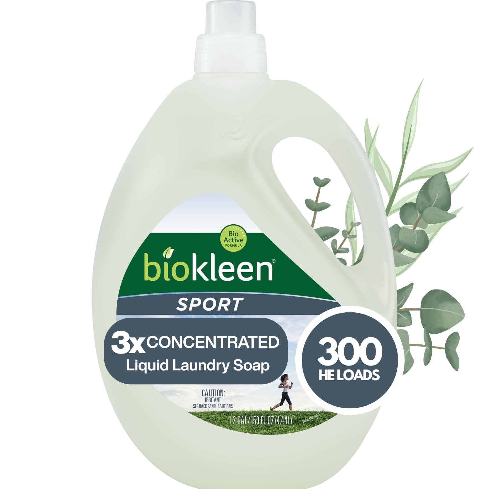 Natural Sport 3X Concentrated Laundry Detergent, 300 Loads, Bio Active Formula, Fight Odors, Sweat & Stain Remover, Lavender Eucalyptus Scent
