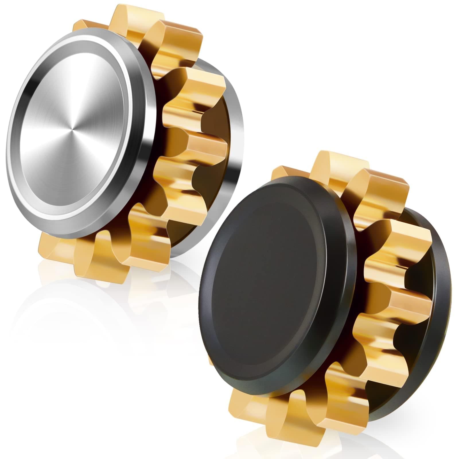 TERRIFI 2 Pieces Copper Gear Metal Spinner Toy, Fidget Toy with Solid Brass Gear and Mini Steel Bearing, Boredom-Killing Time Toy for Adults, Available in Black and Silver