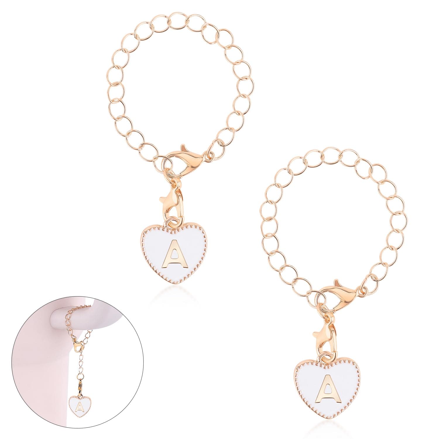 PEUTIERLetter Charms Accessories for Stanley Cup, Heart Alphabet Pendant Personalized Name ID Initial Letter Decorations Handle Chain for Stanley Tumbler Accessories