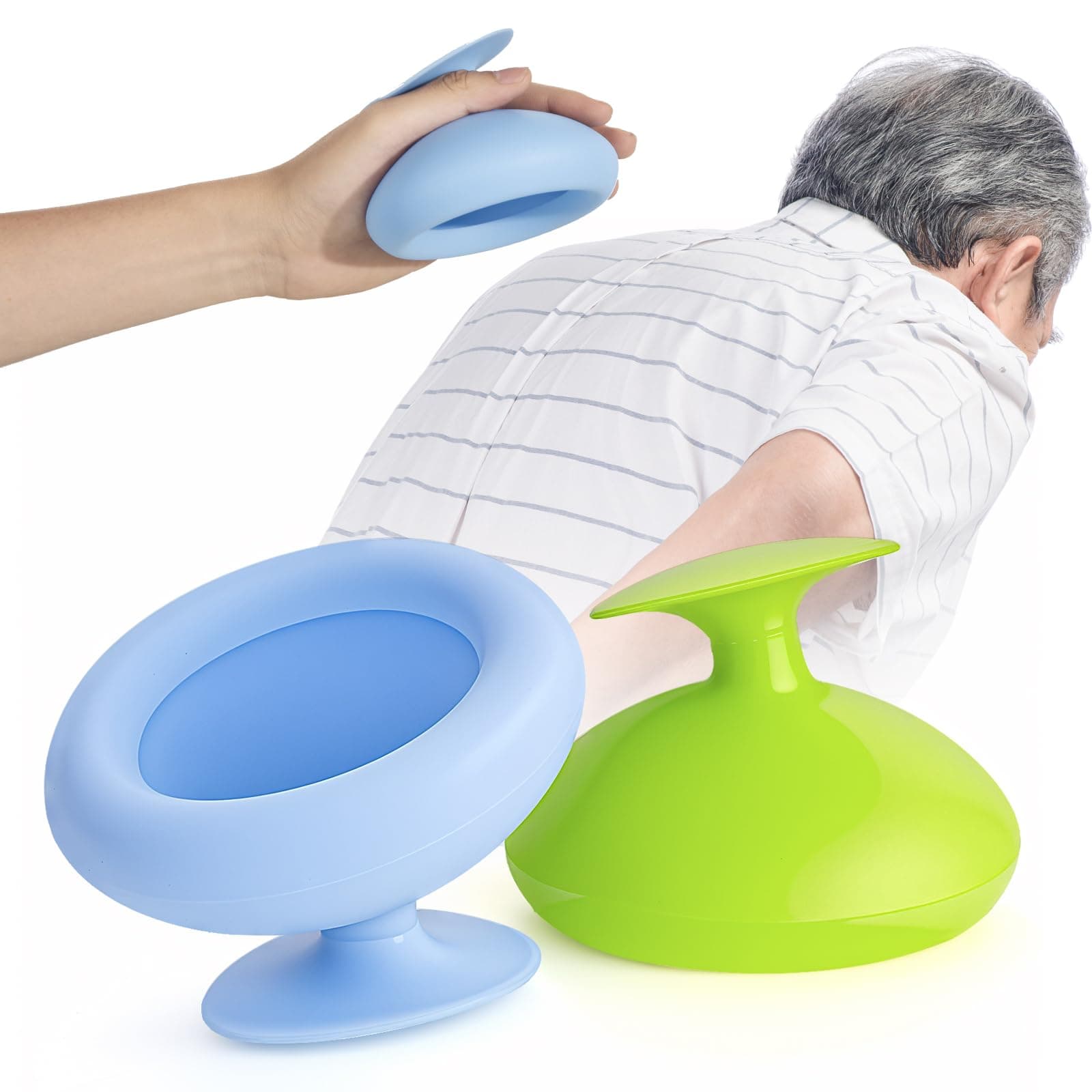 Silicone Palm Chest Percussion Cup, Chest Physical Aid Therapy Cup, Mucus Flutter Removal Device, Percussion Treatment for Mucus, Sputum, and Expectoration Problem(4.3 * 3.5 Inch for Adult) (Blue)