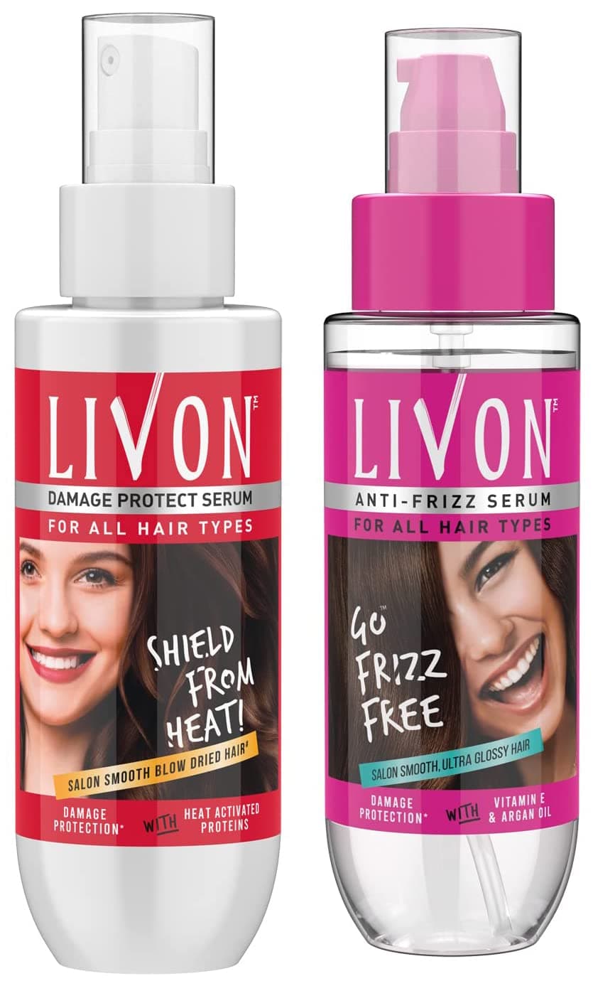 Livon Hair Serum for Women & Men| 100 ml & Livon Heat Protect Serum for Women & Men| 100 ml