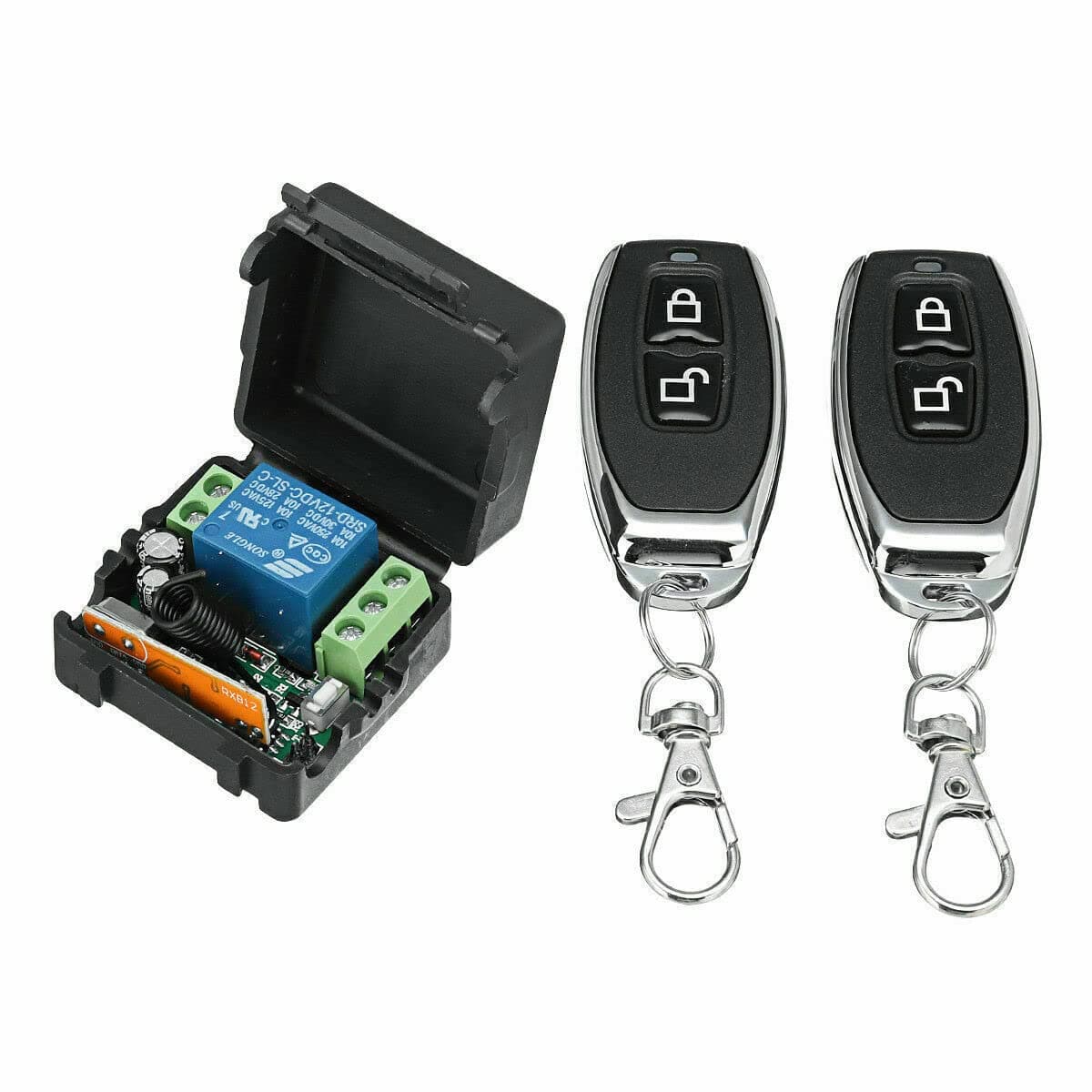 Generic 1CH Remote Control Switch DC12V Relay Module +2 RF Transmitter Wireless