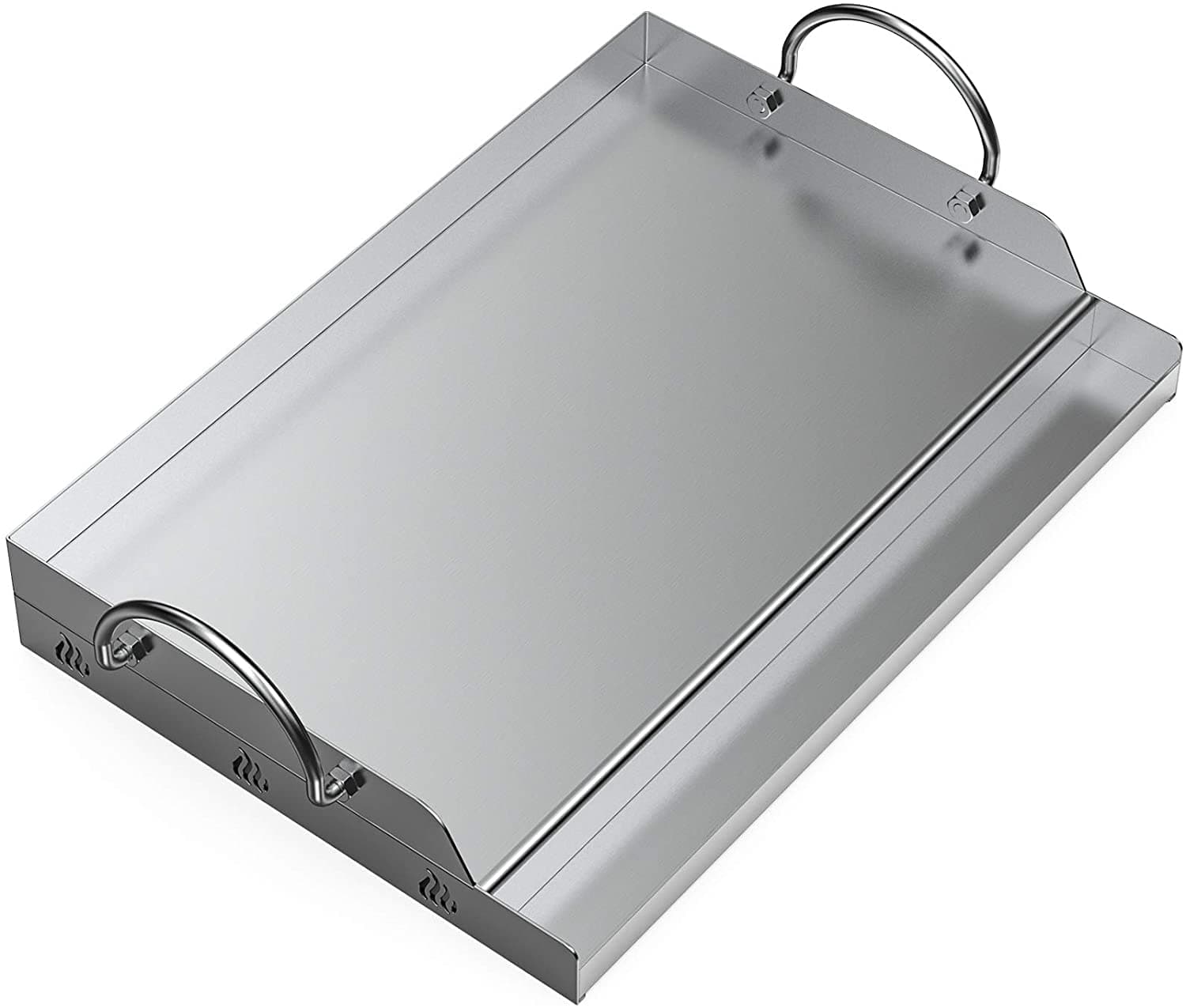 Onlyfire Stainless Steel Rectangle Griddle Plancha for Most BBQ Gas Grills and Charcoal Grills(58.4x40.6cm)