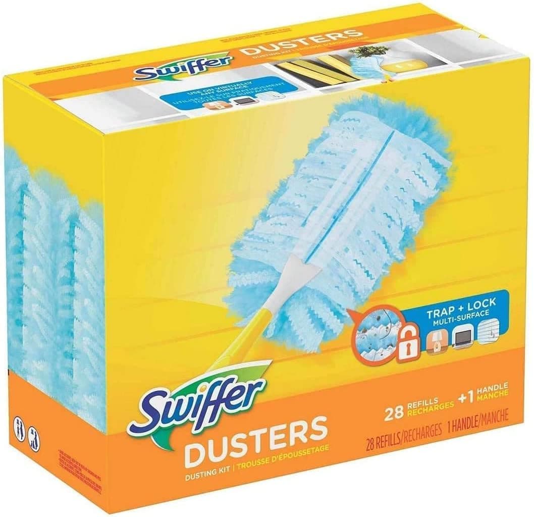 Dusters Dusting Starter Kit With Handle And 28 Disposable Duster Refills, Multi-Surface Cleaning, White (28 Refills + 1 Handle - 29 Count)