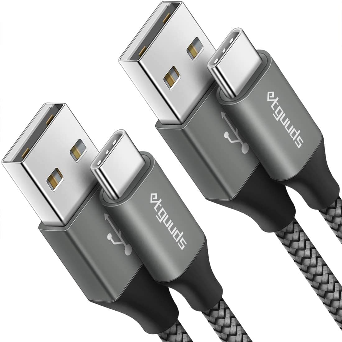etguuds USB to USB C Cable 3ft, 2-Pack USB A to Type C Charger Cord Fast Charging for Samsung Galaxy A17 A16 A15 A26 A36 A56, S25 S24 S23 S22 S21 S20 S10 Note 20, for iPhone 17 16 15, Moto, Gray