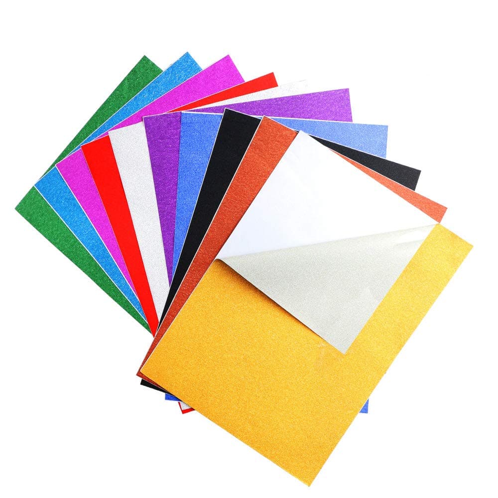 20 Pack Glitter Paper Sheet Sparkles Self Adhesive Sticky for Children's Craft Activities DIY Cutters Art Assorted Colors(8.27"x11.8")
