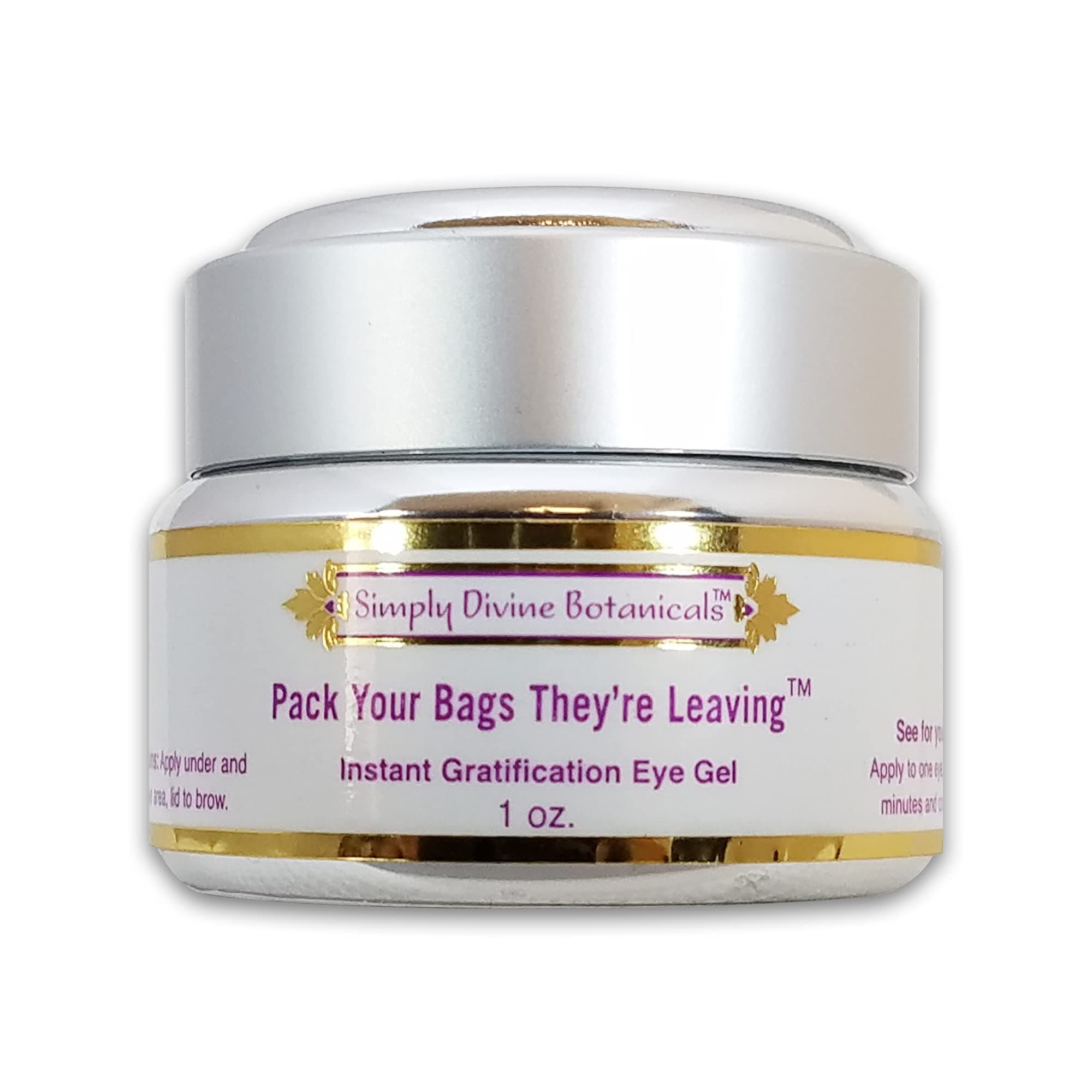 Simply Divine BotanicalsPack Your Bags They're Leaving Eye Gel - Natural and Organic Treatment to Hydrate and Instantly Reduce Puffiness, 1 oz