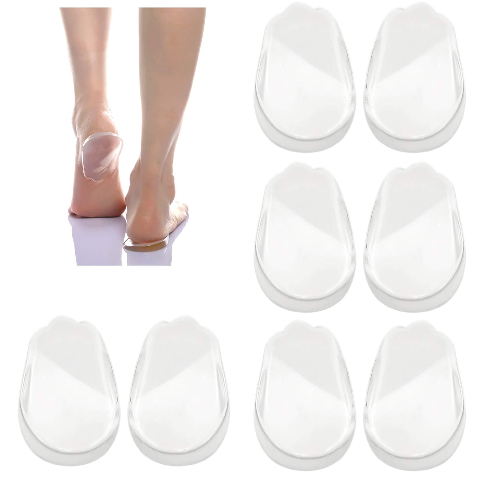 4 Pairs Orthopedic Insoles for Men and Women, Medial & Lateral Heel Wedge Silicone Shoe Inserts, Height Increase Shoe Pad for Corrective Pronation, Supination, O/X Type Leg Corrective (Transparent)