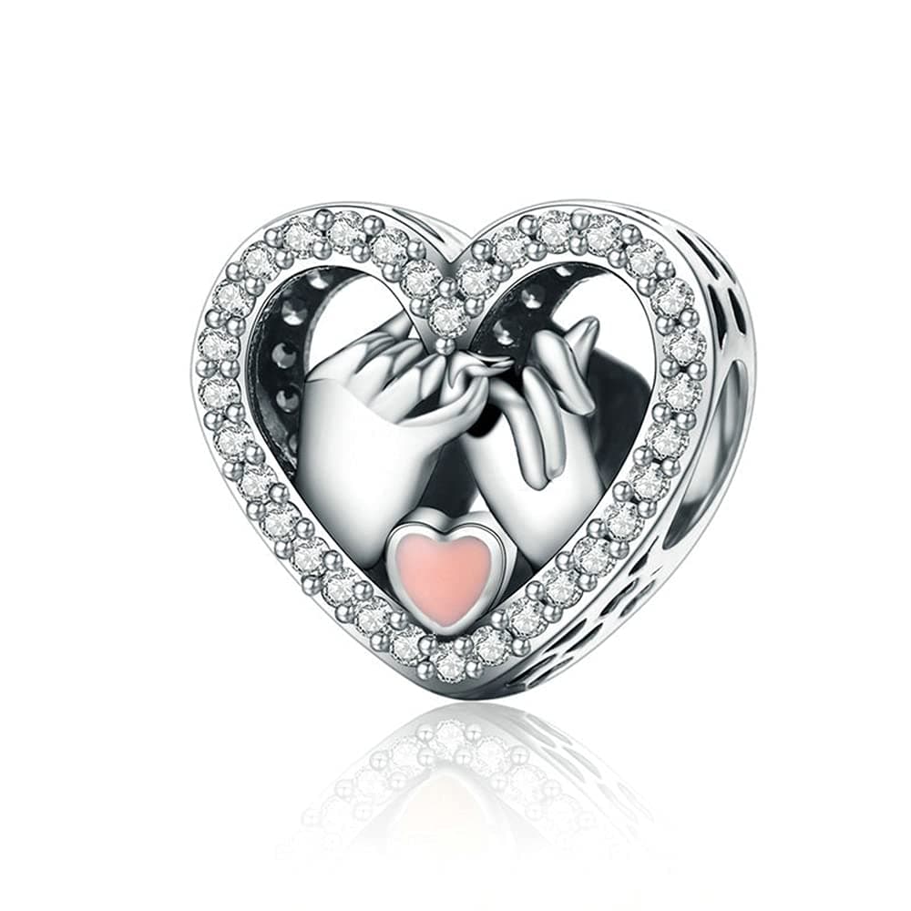 NINGAN 925 sterling silver Love pendant I love you dangle charm with shiny 5A zircon for women bracelet gifts to wife friends