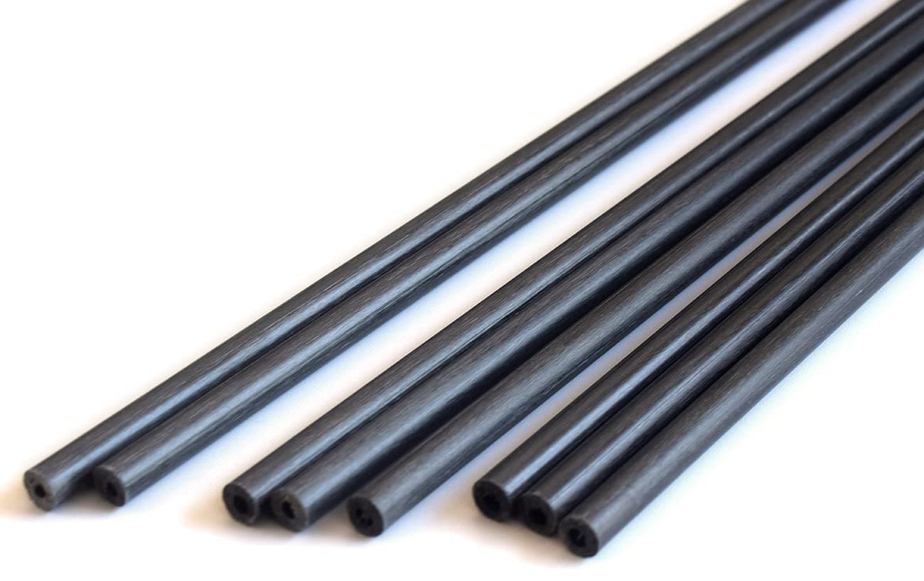 8pcs 2.0mm Round Carbon Fiber Tube 2.0x1.0x300mm (pultrusion) for Quadcopter, RC Airplanes