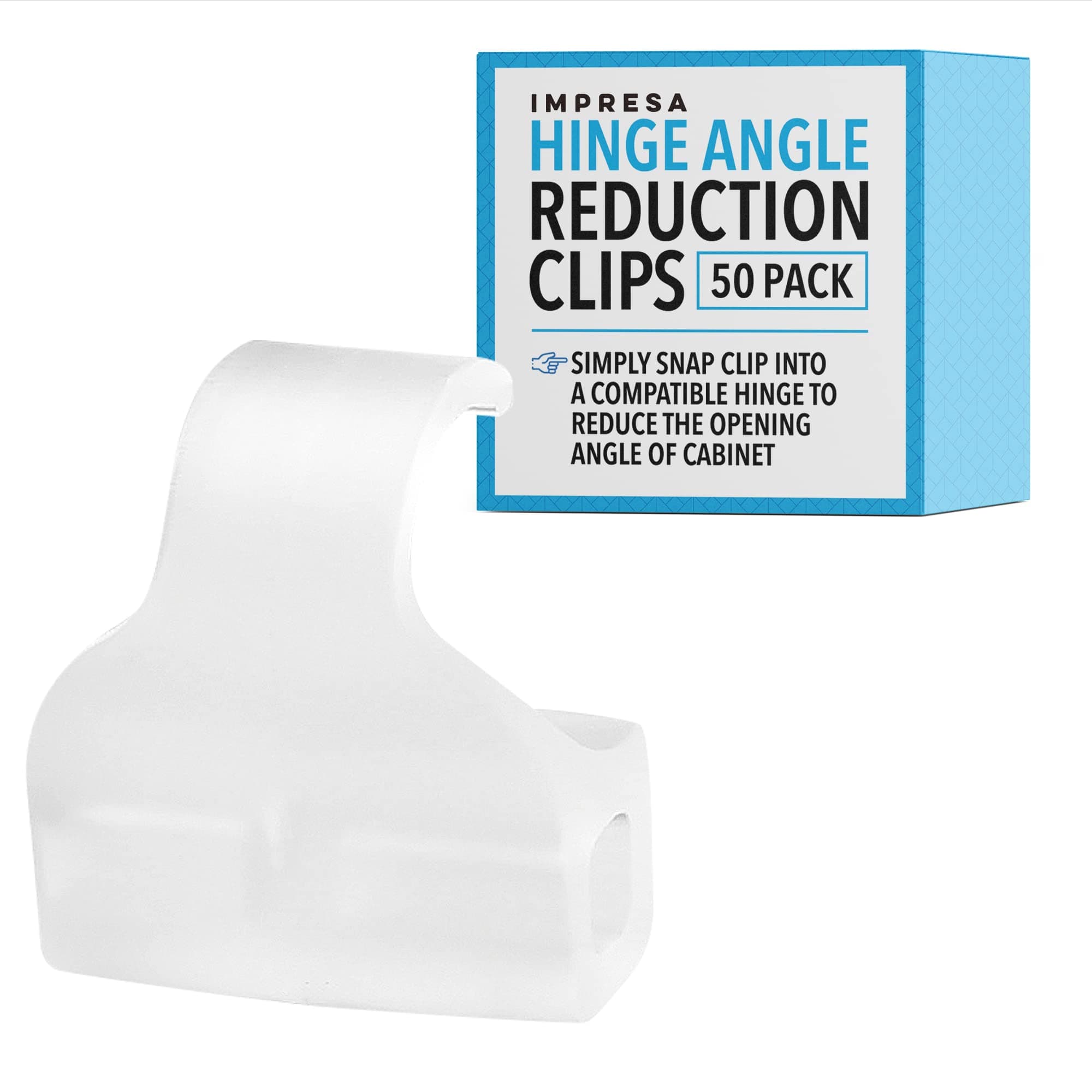 IMPRESA [50 Pack] Cabinet Restrictor Clips for Grass TEC 864 Hinge - Invisible Cabinet Door Restraint - Easy to Install Clips for Cabinet Hinges - Durable Restrictor Clips for Kitchen Cabinet Hinges