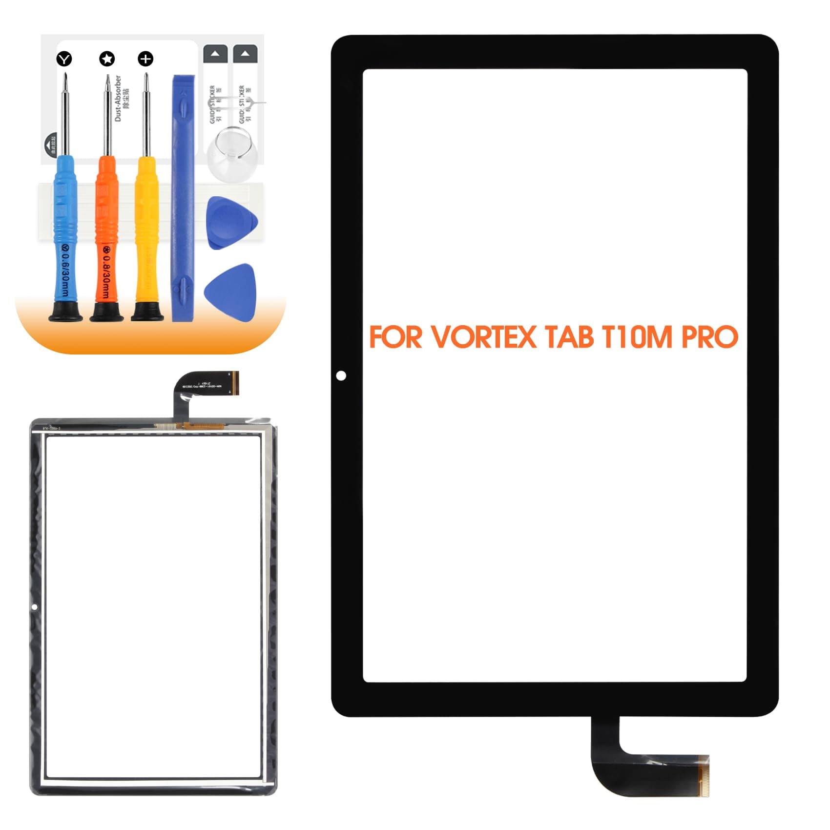 for Vortex Tab T10M Pro Screen Replacement 10.1" for Vortex Tab 10M Pro Touch Screen for Vortex Tab T10M Pro Digitizer Replacement Glass Sensor Black with Tools