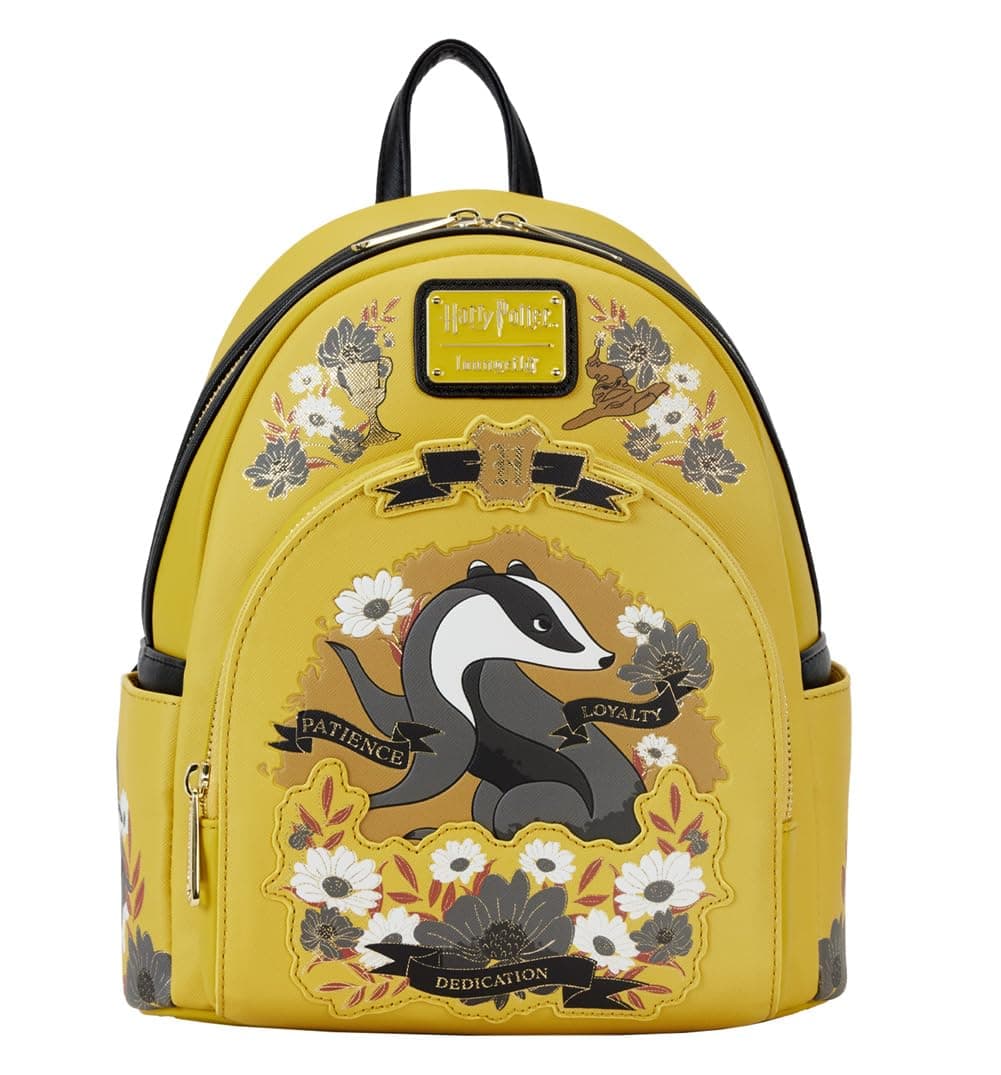 Harry Potter Hufflepuff House Floral Tattoo Mini Backpack