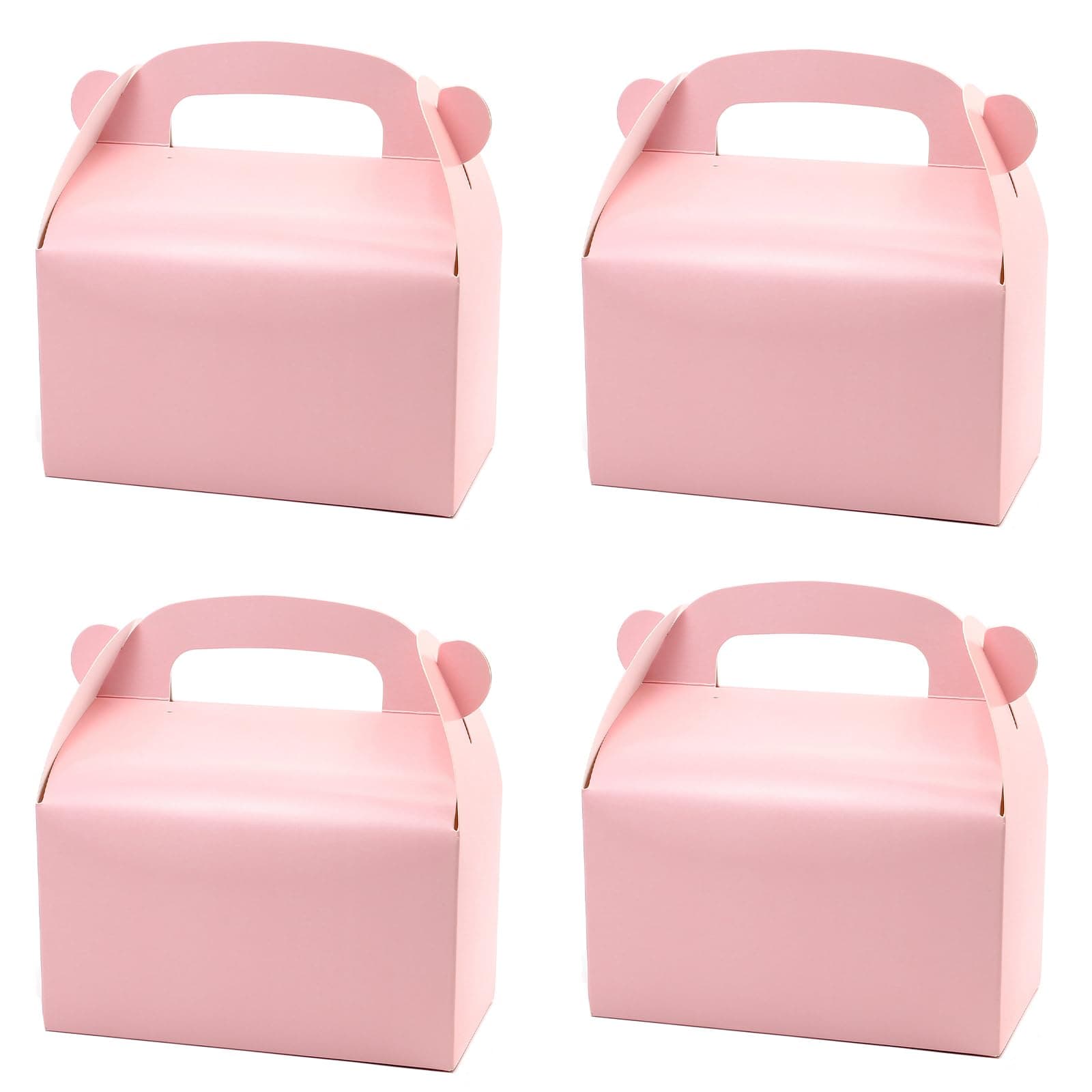 30-Pack Pink Party Favor Treat Boxes, Goodie Boxes, Gable Paper Gift Boxes with Handles. Perfect for Princess Pink Party and Baby Shower Decoration Supplies.