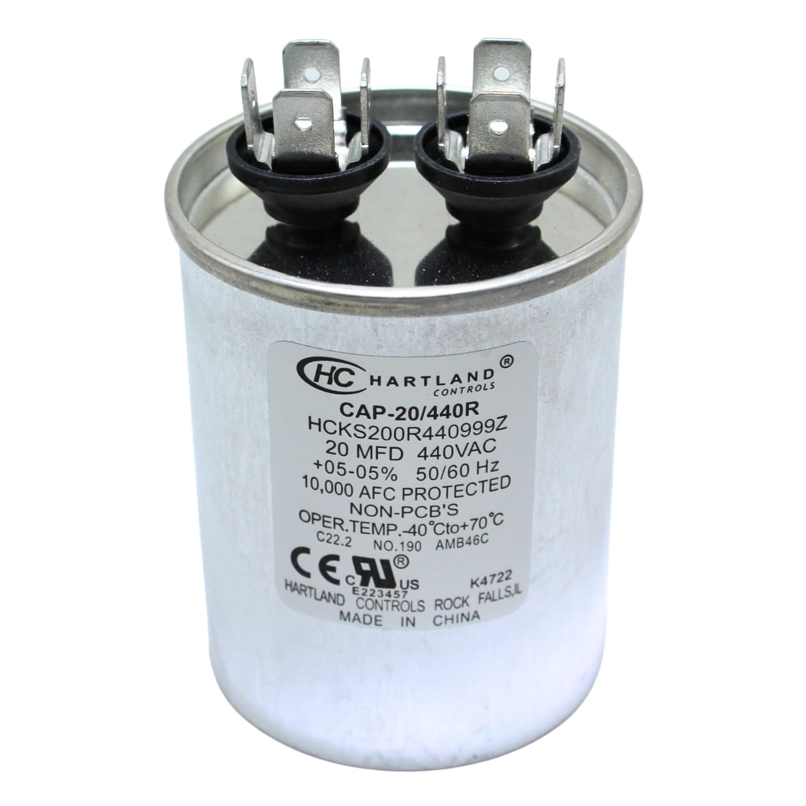 20 MFD AC Capacitor, 20uF ±5% 370VAC/440 Volt Round Run Start Capacitor for Air Conditioner Condenser Straight Cool or AC Motor and Fan Starting or Heat Pump Air Conditioner