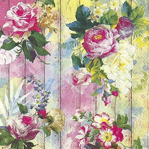 IHR EMILIA Roses Wedding Christening pretty floral Dinner Napkins Pack of 20 Napkins Dinner size 40cm square 20 in pack 3 ply