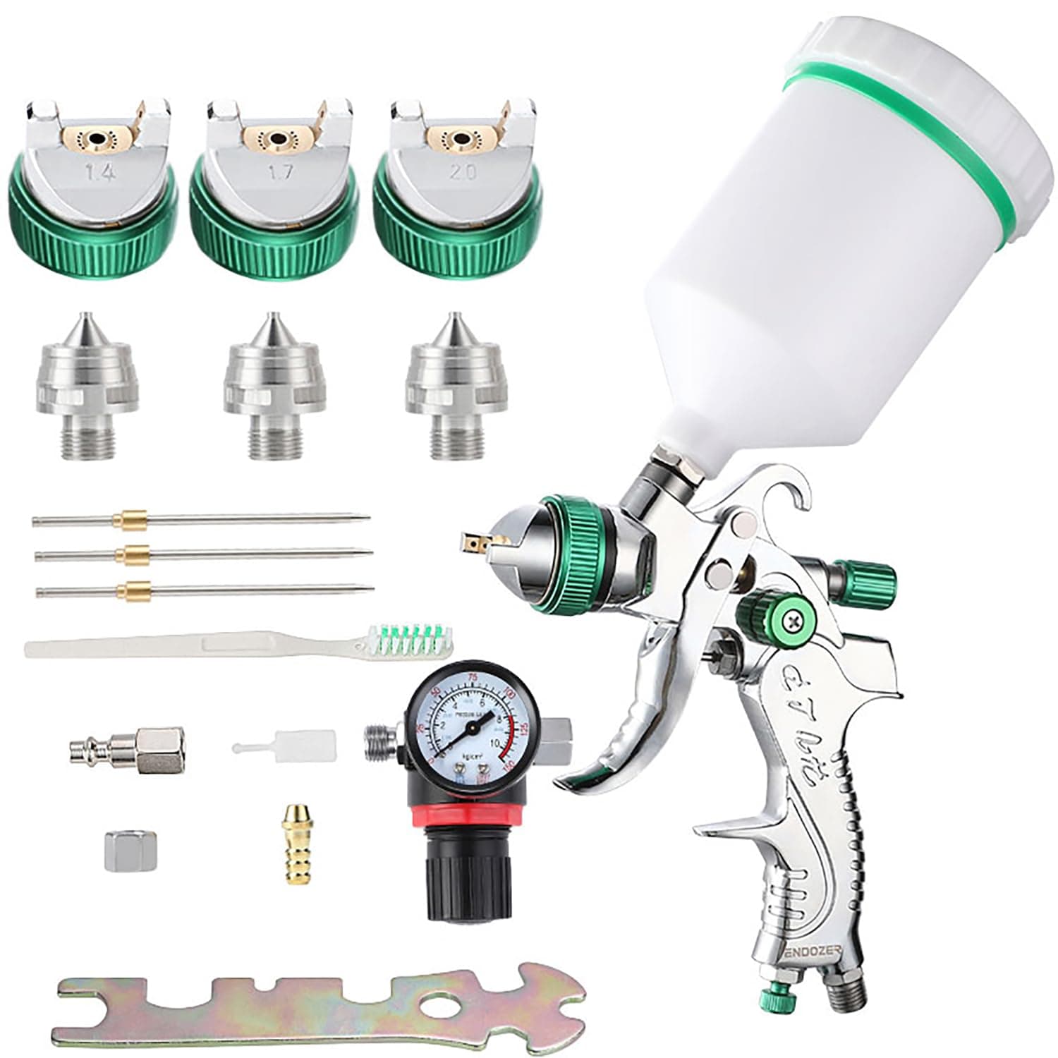 Professional HVLP Spray Gun Set Gravity Feed Air Spray Gun with 1.4, 1.7, 2.0mm Nozzles 20oz 600cc with Gauge for Auto Paint, Primer, Clear/Top Coat & Touch-Up (Not Suitable for Latex Paint)