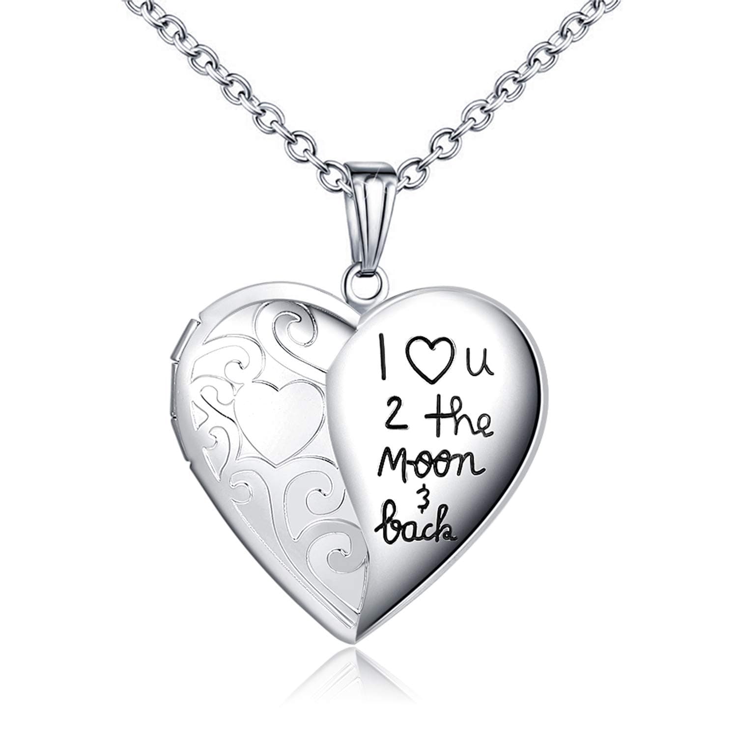Locket Necklace That Holds Pictures "I Love You to the Moon and Back" Photo Memory Lockets Necklaces