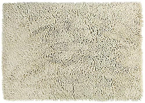 Nouvelle Legende Eurow Grip Tech Chenille Microfiber Bath Mat, Quick Dry Absorbent Rug for Tub or Shower, Machine Washable Indoor Mat for Home Spa Decor, 24 x 36 Inch, Beige