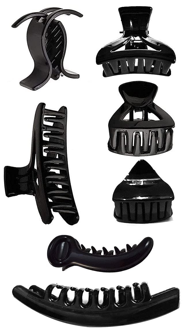Shuby's LARGE hair clips for women Accessories Black Plastic Hair Clutch for Women Medium Size Trendy Hair Clip pack of 6 hair claw