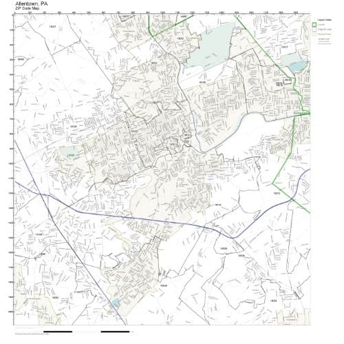 ZIP Code Wall Map of Allentown, PA ZIP Code Map Laminated