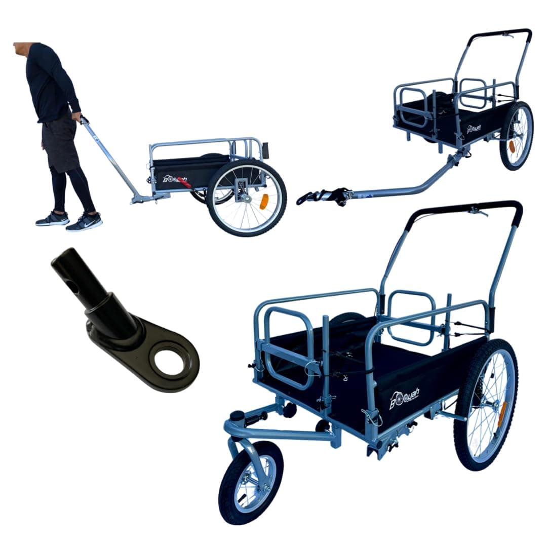 The Original Booyah’s Cargo Stroller and Bicycle Bike Trailer Suspension Beach Sport Cart with Cup Holder Organizer, Stroller Hook and Electric Bike Hitch