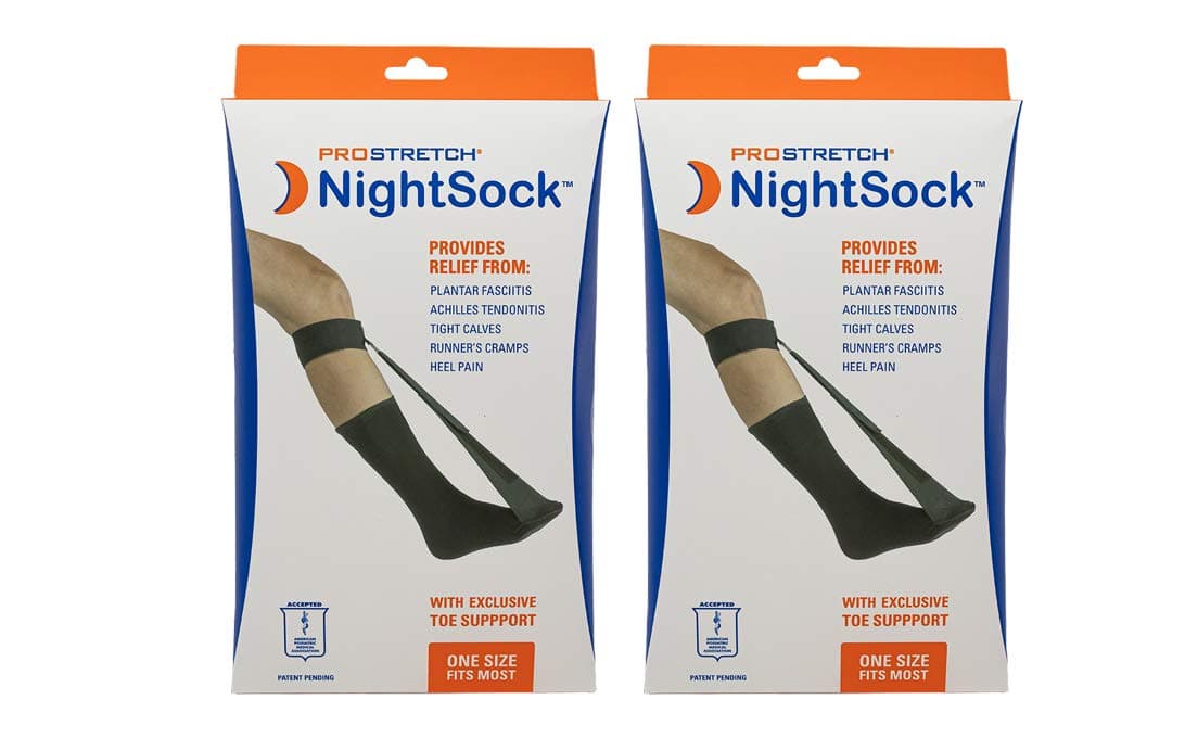 ProStretch NightSock for Plantar Fasciitis and Achilles Tendonitis, Alternative to Night Splint, Includes Toe Support for Comfort, OSFM, Pair