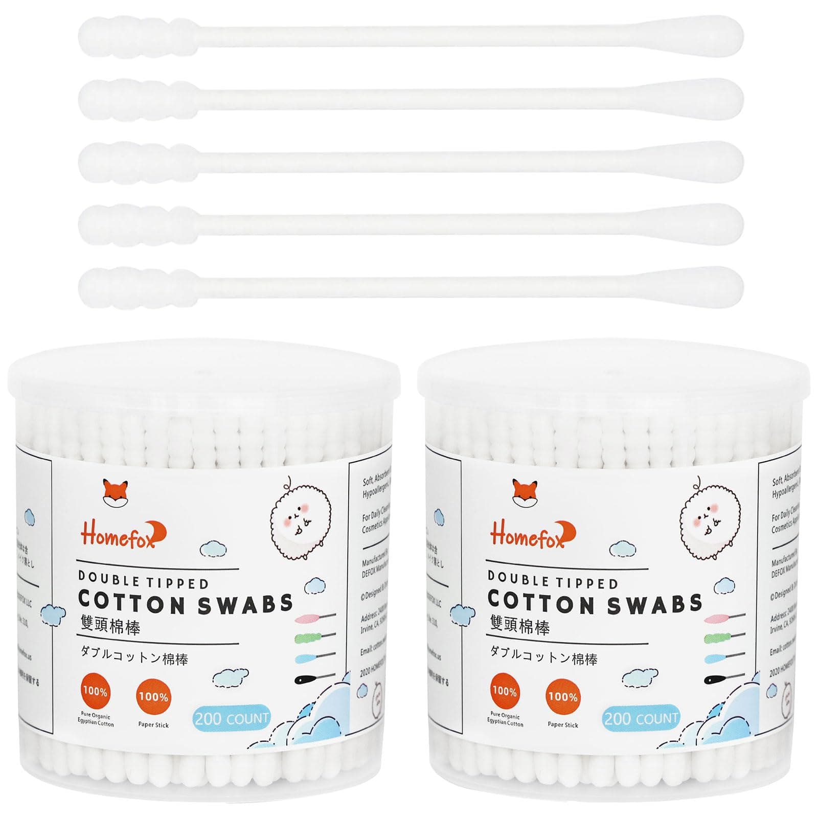 Cotton Swabs Spiral Slim - 400 Count Organic Cotton Buds Double Side Tightly Wrapped Cotton Tips Paper Stick Soft Gentle Lint-Free Cruelty-Free, Round & Spiral (White)