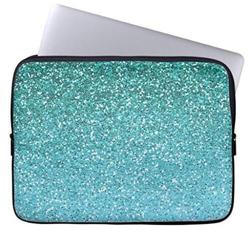 13" Laptop Sleep Case Cover Aqua Glitter Ombre Laptop Computer Sleeve