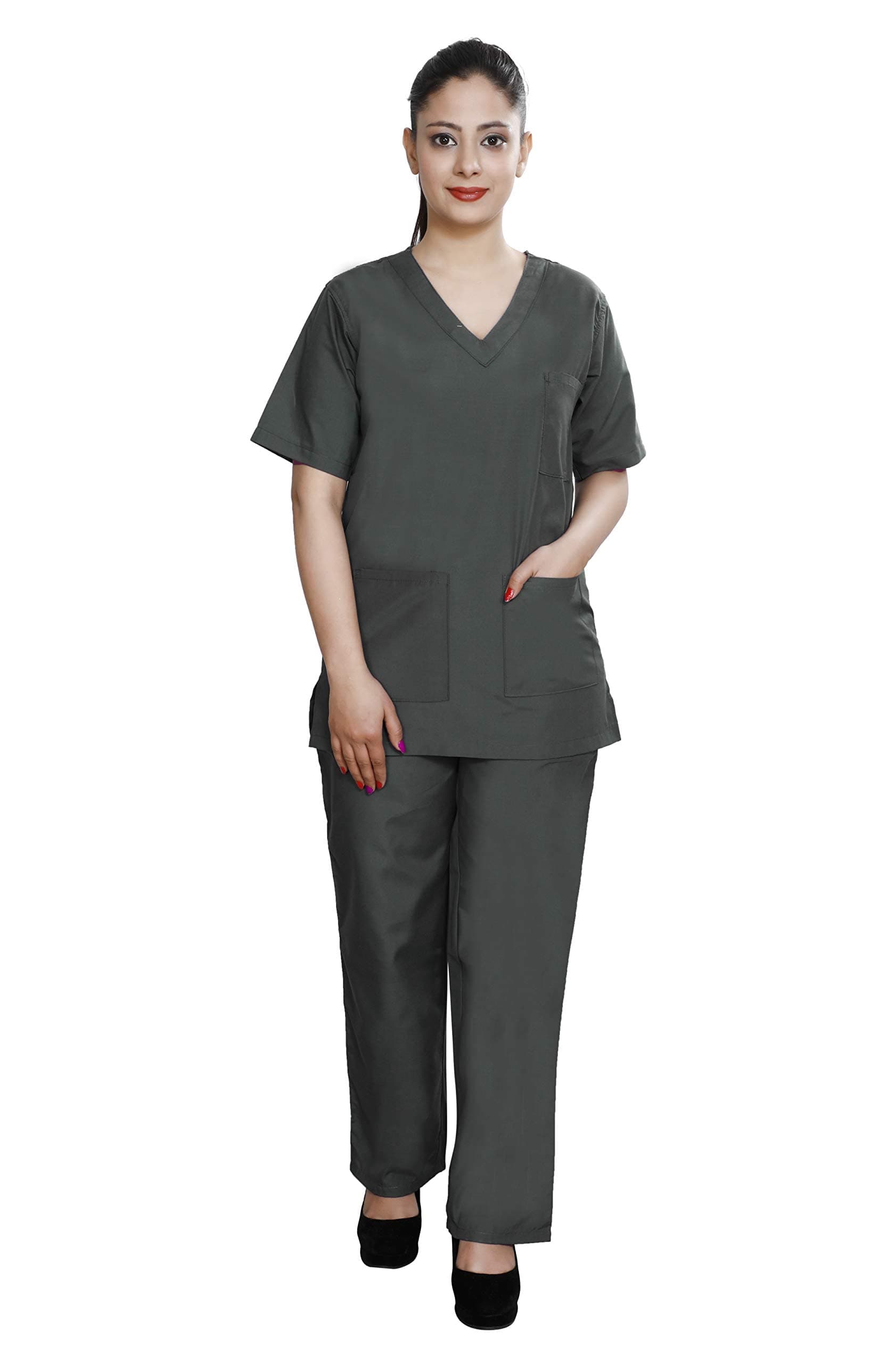 Women V-Neck Scrub Suit, Set of Top and Pant