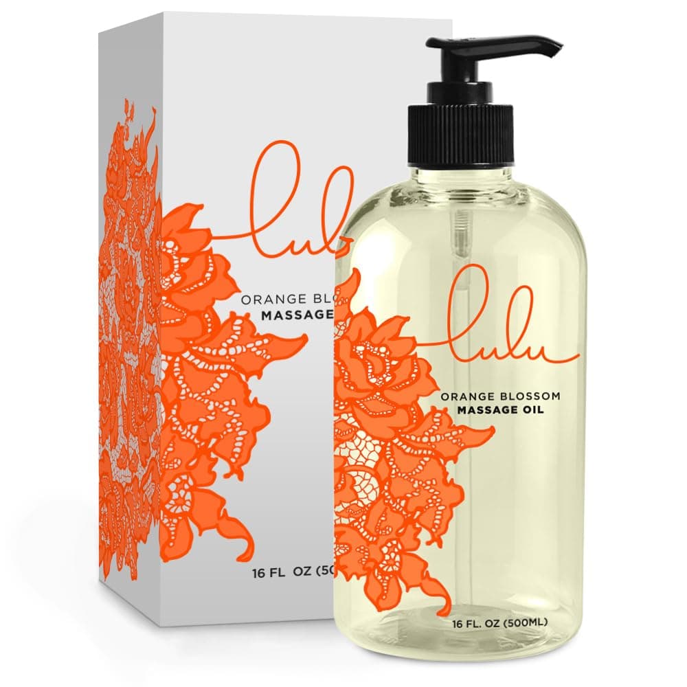 Lulu Orange Blossom Massage Oil, Sweet Almond, Jojoba & Macadamia Oils, Lightweight Non-Greasy Body Oil Smooth Skin & Relaxation Aromatherapy Date Night Couples Massage & Massage Therapy 16 fl oz Pump