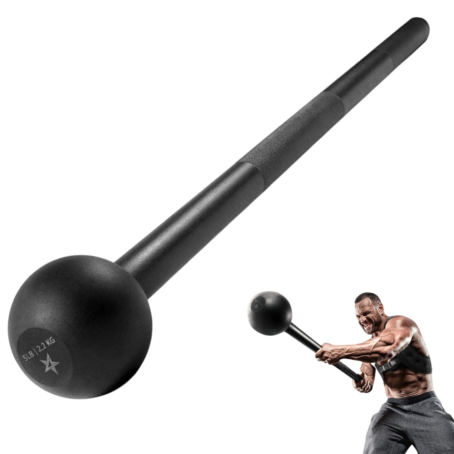 Yes4All Steel Mace Bell for Strength Training, Support Full Body, Muscles, Shoulder, Grips & Forearms Workouts, Stretching 5, 7, 10, 15, 20, 25, 30 LB For Woman & Man