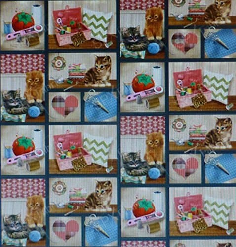 Krafty Kittens~Kitten Pictures in Squares~ by SPX Farbrics~ Cotton Fabric for Sewing and Quilting