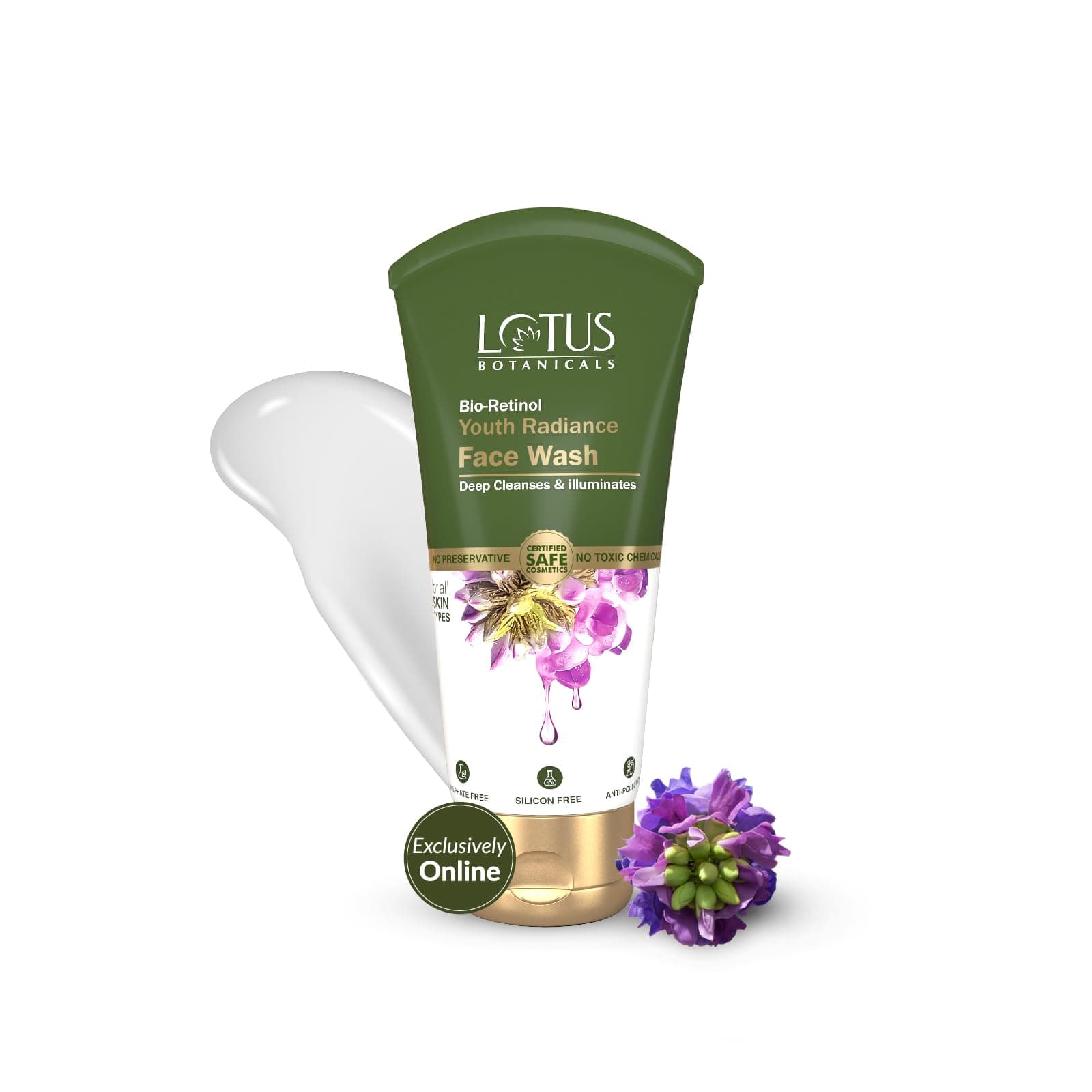 Lotus Botanicals Bio Retinol Youth Radiance Anti-Ageing Face Wash | Preservative Free | For All Skin Types | 100ml