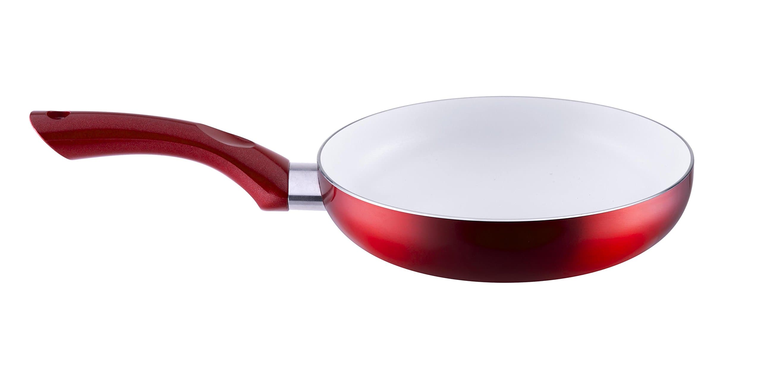 Metallic Aluminum Fry Pan, 10", Red