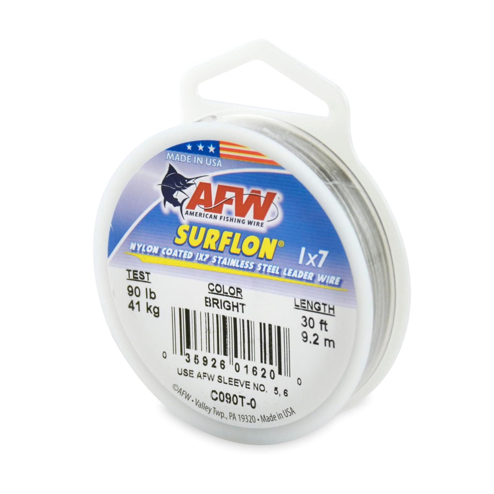 - American Fishing Wire Surflon Nylon Coated 1x7 Stainless Steel Leader Wire - Fishing Leader Line for Saltwater, 10lb Test - 250lb Test in Bright, Black, Camo in 30ft, 100ft, 300ft and 1,000ft Lengths