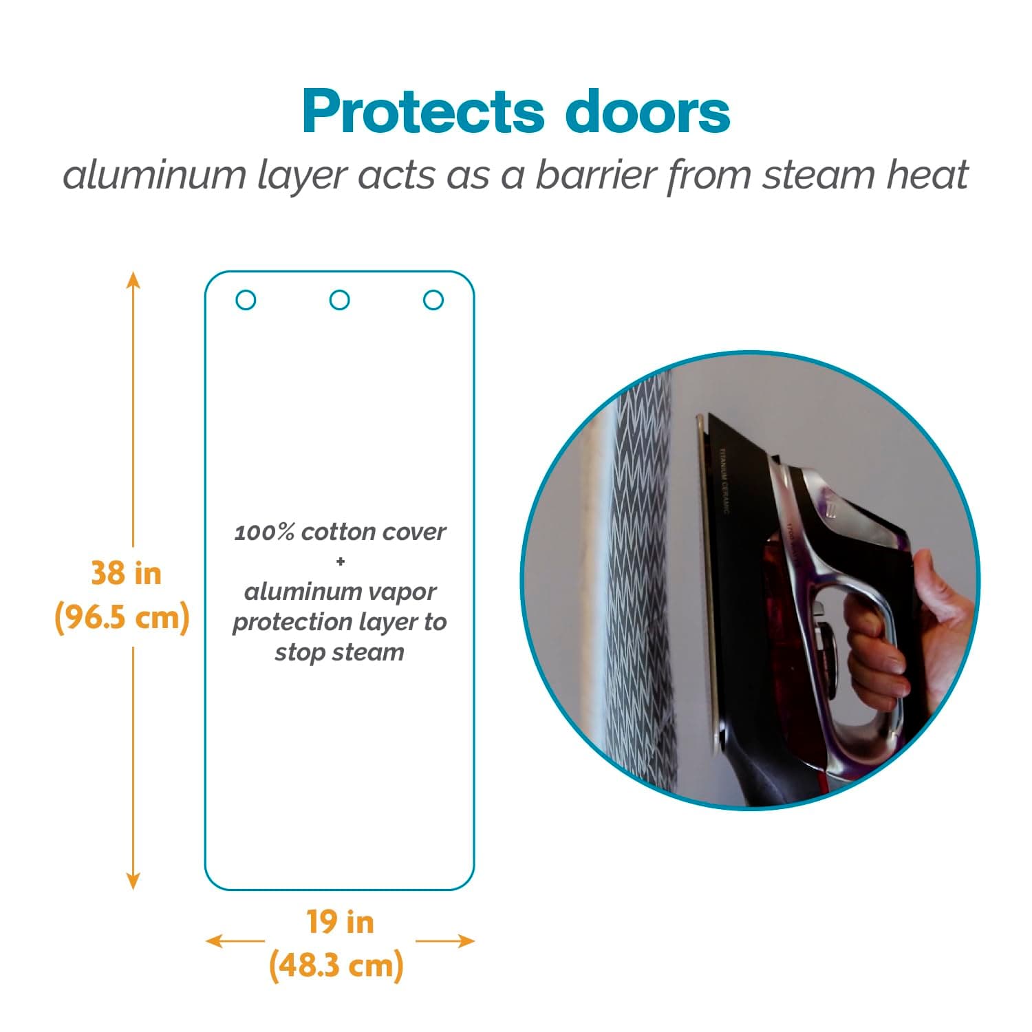 Polder Over-The Door Steaming Station, Cotton Cover, Large Steaming Surface Perfect for at Home and Folds Compact for Travel
