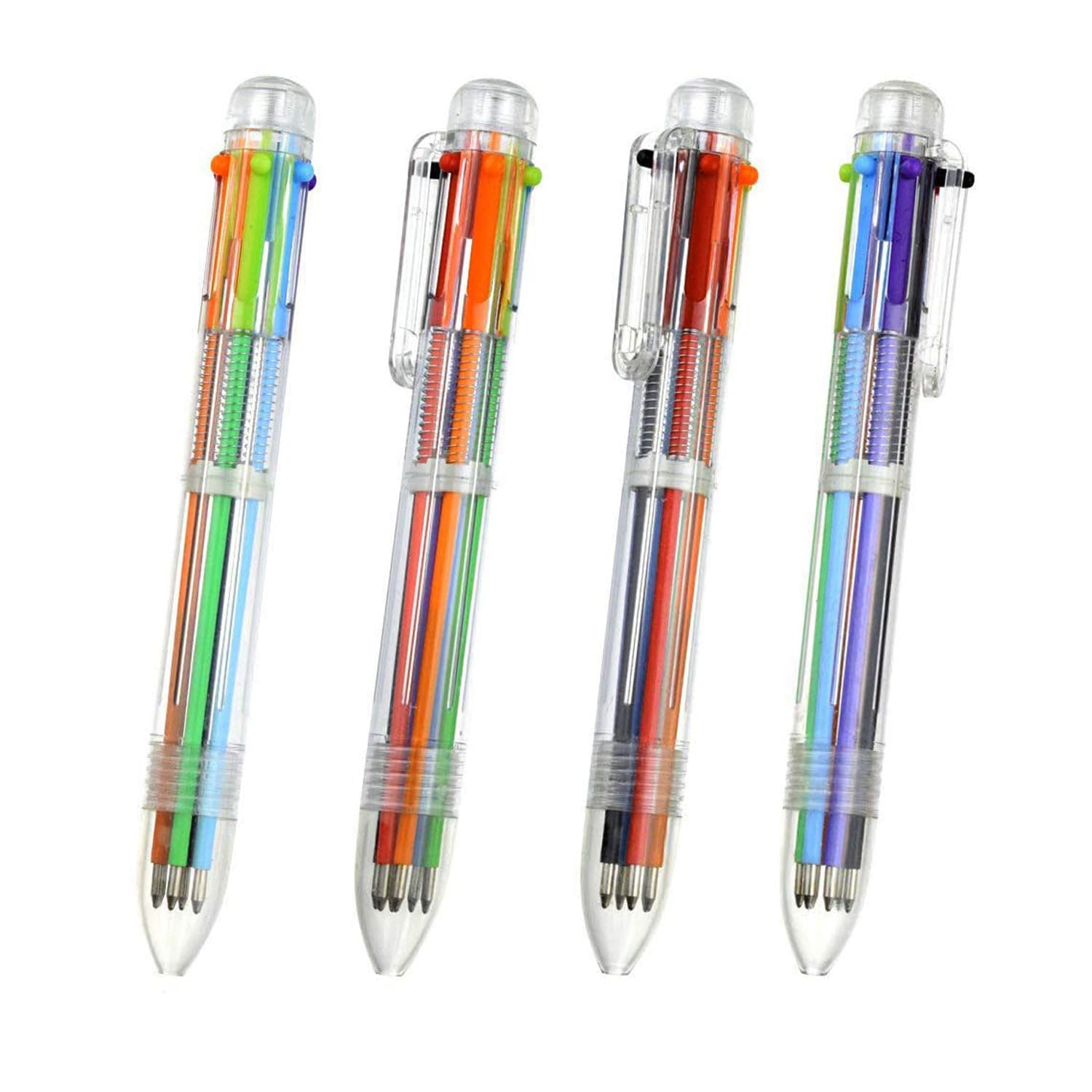 smttw 4 Pack 0.5mm 6-in-1 Multicolor Ballpoint Pen - Best for Smooth Writing-Retractable Ballpoint Pens for Office School Supplies Students Children Unique Gifts