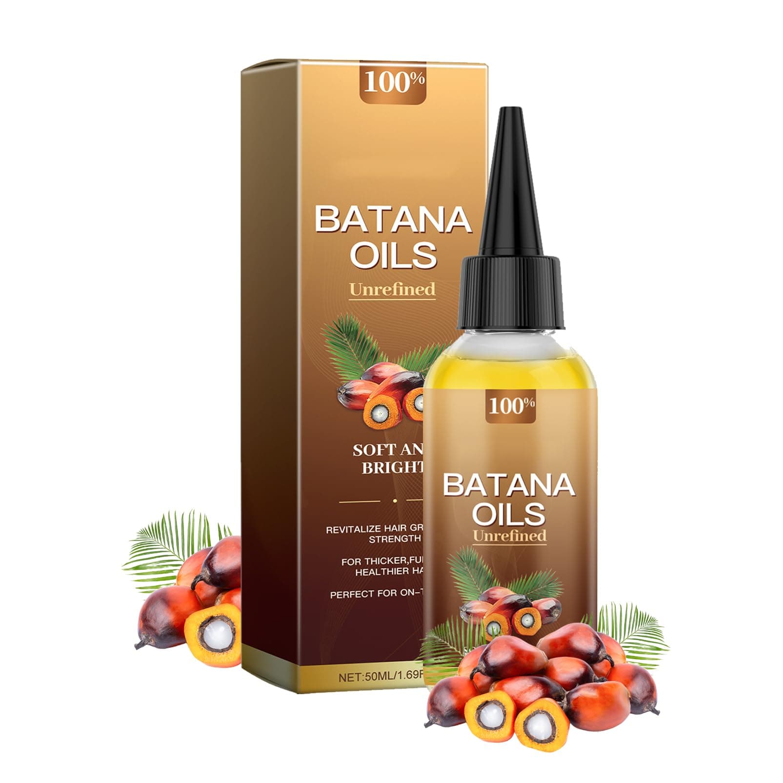 Raw Batana Oil from Honduras - Natural Growth and Split Ends Treatment for Scalp and Hair Thickness, All Types, 50ML