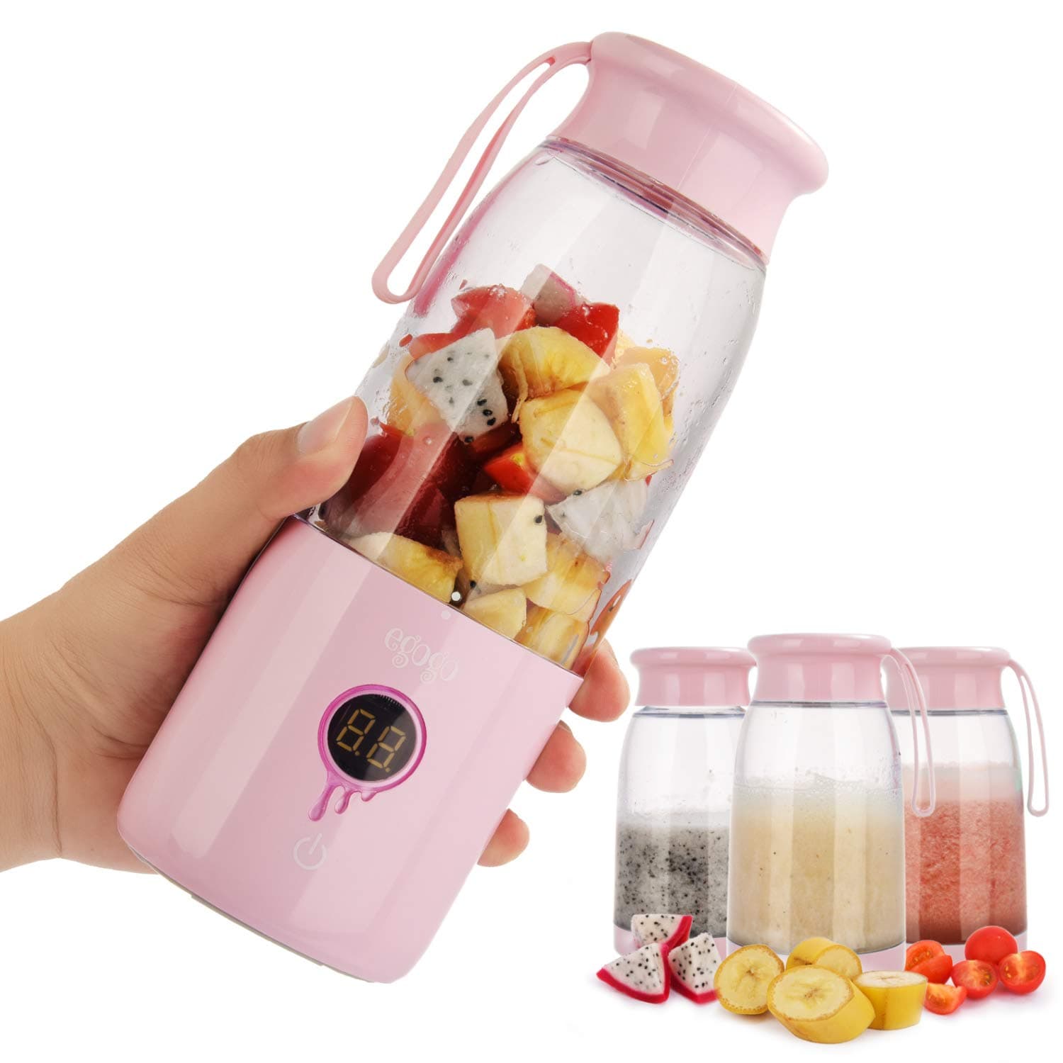 Portable Blender, ALeaf 3 in 1 Cordless Personal Blender Juicer Mixer with Led Displayer,Smoothie Blender, Electric Shaker Bottle, BPA Free,14oz
