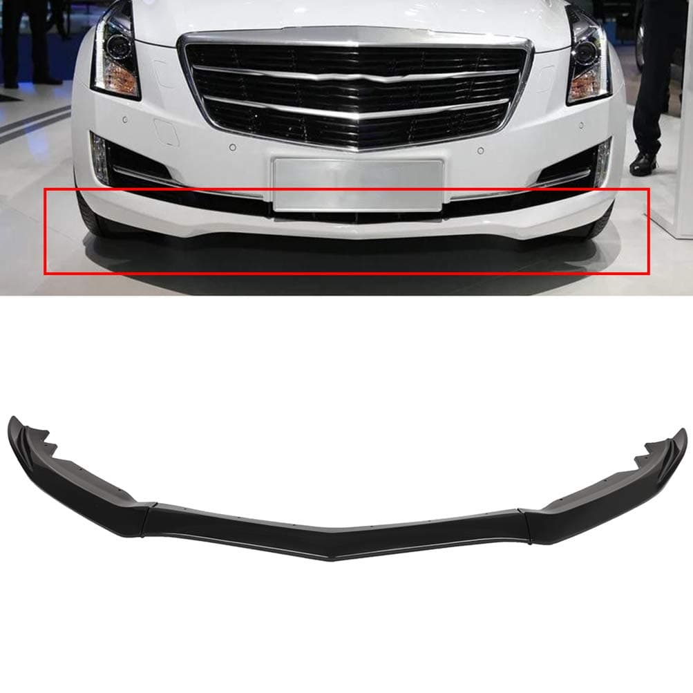 FINDAUTO 3PCS Front Bumper Lip Chin Spoiler Wing Body Kits PP Compatible for 2014-2017 for Cadillac ATS/ATSL,Glossy Black