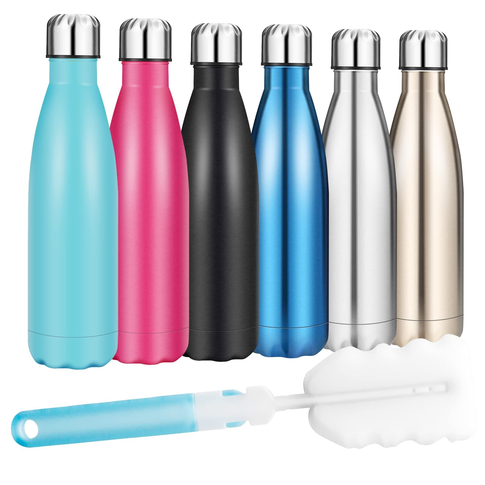 Insulated Water Bottle, Vacuum Stainless Steel & Vacuum Flask Comes with a Cleaning Brush -500ml Stainless Steel Vacuum Bottle, Double Wall Design, Standard Mouth, for Outdoor Sports