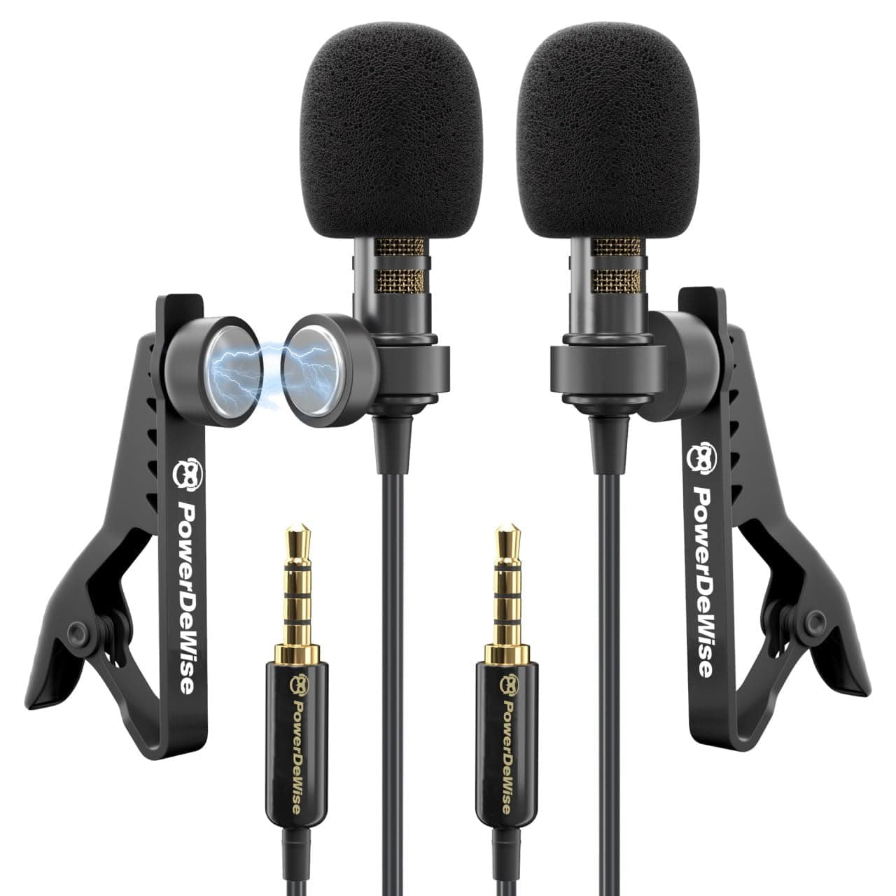 Professional Grade 2 Lavalier Lapel Microphones Set for Dual Interview - Double Lav Microphone - Perfect as Blogging Vlogging Interview Microphone for iPhone